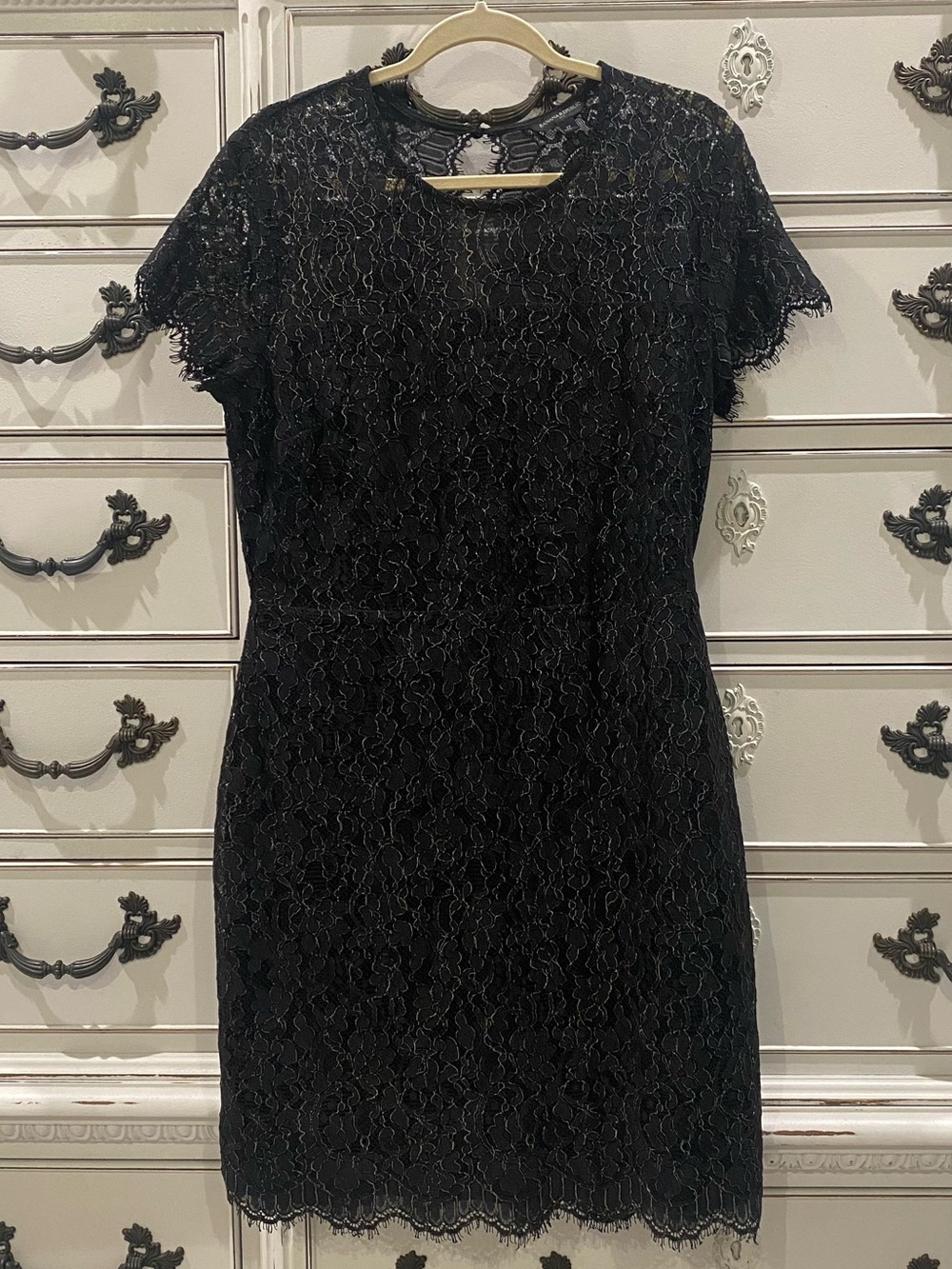 Banana Republic Black Lace Short Sleeve Mini Dress